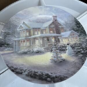Maude Borup 9” Plate Thomas Kincade Winter Christmas House Scene
